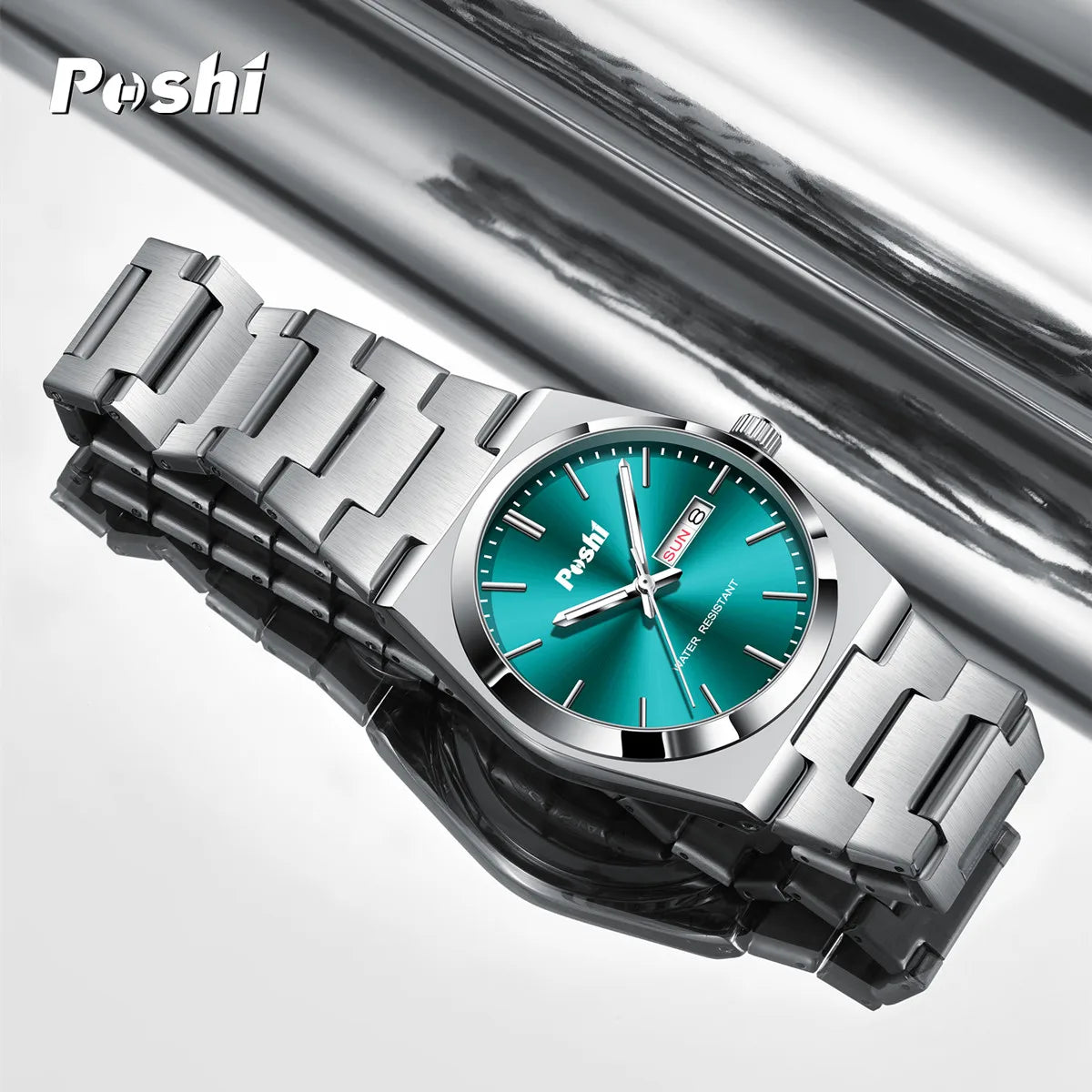 POSHI Fashion Watch for Man Luxury High Quality Quartz Wristwatch Week Date Display Original Brand Business Men's Clock With Box