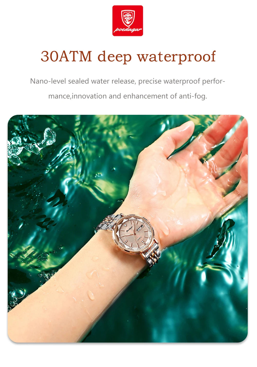 POEDAGAR Women Watch Rose Gold Fashion Quartz Watches Top Brand Luxury Ladies Wristwatch Waterproof Date Week Girlfriend Gift