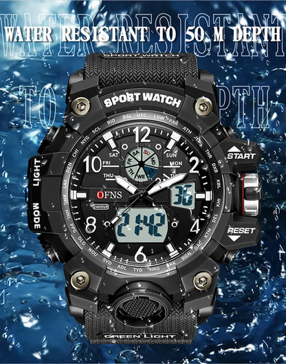 OFNS Top Brand Sports Men's Watches Military Quartz Watch Man Waterproof Wristwatch for Men Clock shock relogios masculino 3169