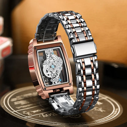 Luxury Fashionable Casual Gold Skeleton Hollow Quartz Watch Dial Design Unique Charming Steel Strap Watches