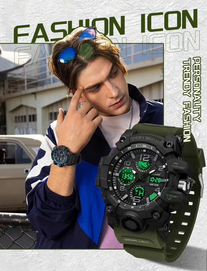 OFNS 6021 Fashionable and Trendy Men's Multi functional Luminous Alarm Clock, Shockproof and Waterproof Men's Watch 2024