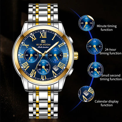 MULTIFUNCTIONAL STAINLESS STEEL WATCH FOR MEN