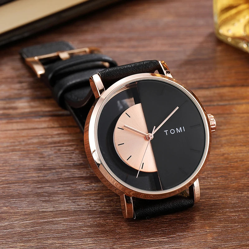 Simple Watches For Men Top Brand 2023 Fashion Quartz Wristwatch Women Creative Half Transparent Dial Unisex Bracelet reloj hombr