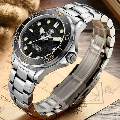 ADDIESDIVE Automatic Watch Sapphire Luxury NH35 Mechanical Stainless Steel Ceramic Bezel Luminous 200m Waterproof Watch For Men