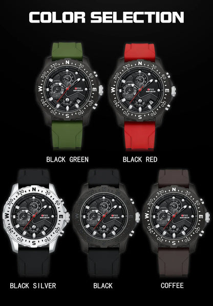 OFNS Brand 1302 Luxury Fashion Men's Quartz Watch Men's Watch Business Silicone Sports Waterproof Military Quartz Men's Watch