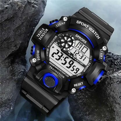 YIKAZE Y73 Men's Watch Digital Sports Electronic Wristwatch Large Dial Multifunctional Waterproof Luminous Alarm Male's Bracelet