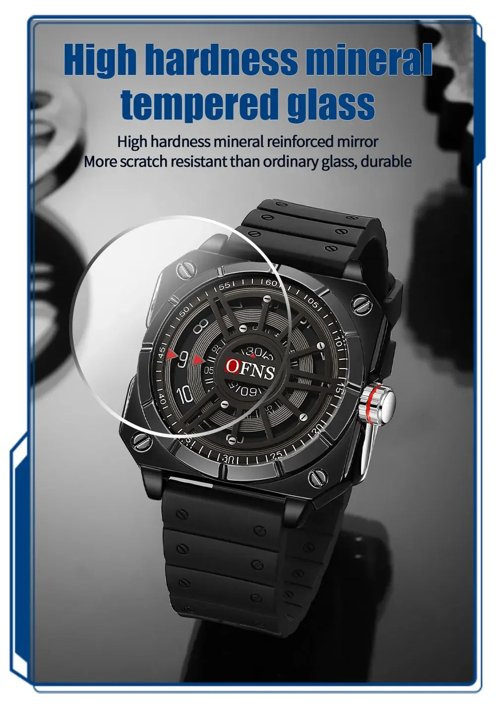 OFNS New 8026 Fashion Men's Watch Creative Cool Trend Large dial Quartz Watch Business Waterproof Men's Watches