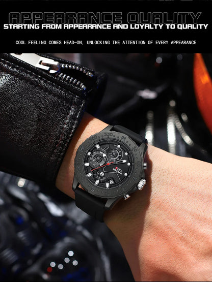 OFNS Brand 1302 Luxury Fashion Men's Quartz Watch Men's Watch Business Silicone Sports Waterproof Military Quartz Men's Watch