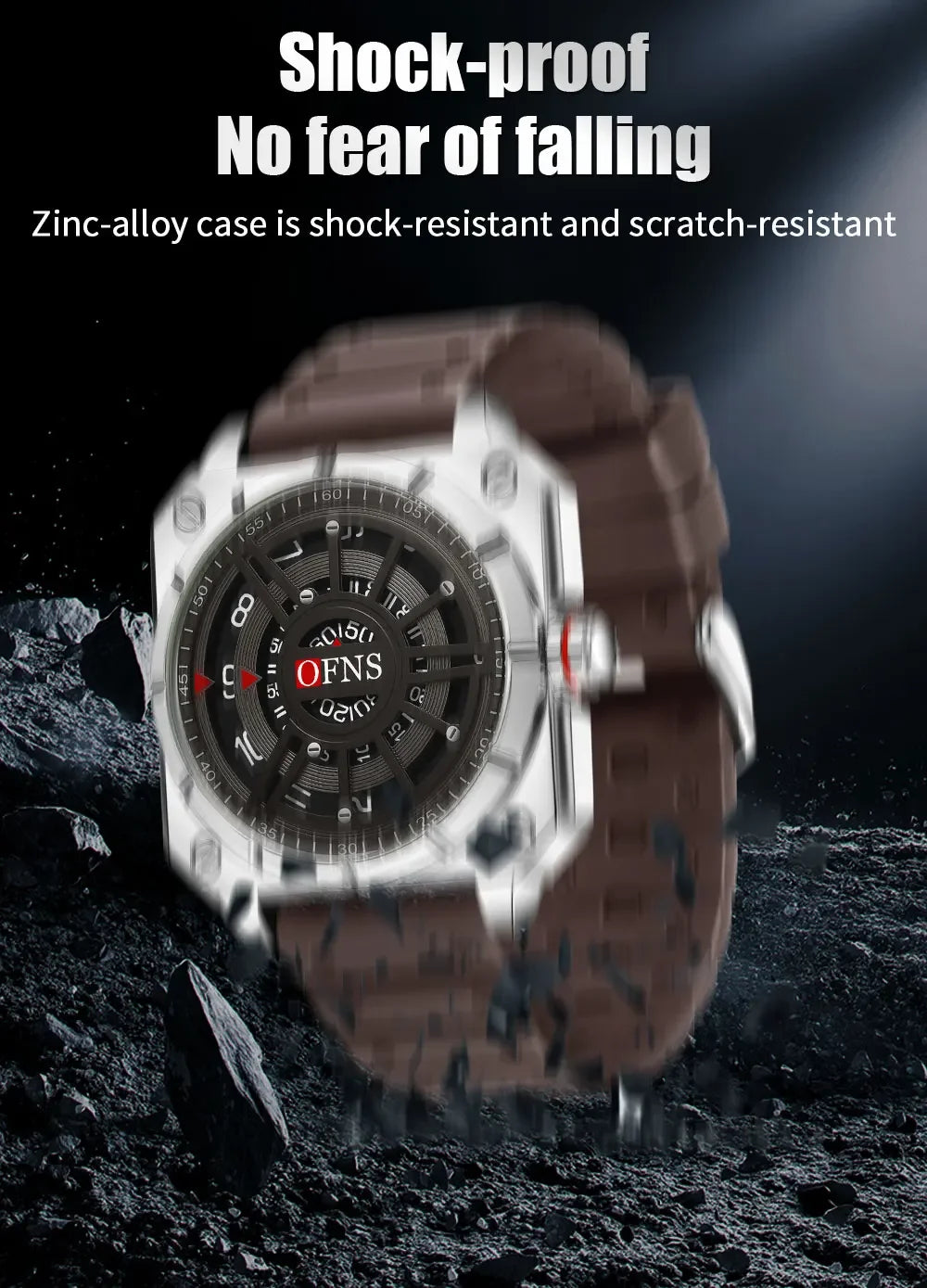 OFNS New 8026 Fashion Men's Watch Creative Cool Trend Large dial Quartz Watch Business Waterproof Men's Watches