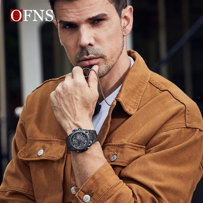 OFNS 6092 New Sport Military Men's Watches Waterproof Quartz Wristwatch LED Digital Watch for Male Clock Relogios Masculino