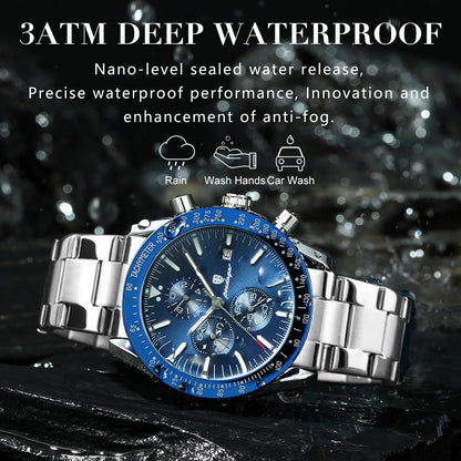 POEDAGAR Luxury Men Watch High Quality Fashion Chronograph Waterproof Luminous Date Stainless Steel Quartz Watch Man Clock Reloj