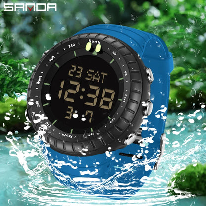 SANDA Brand Sport Watch for Man Waterproof Shockproof Digital Watches Luxury Outdoor Men's Wristwatch Original Clock 6184