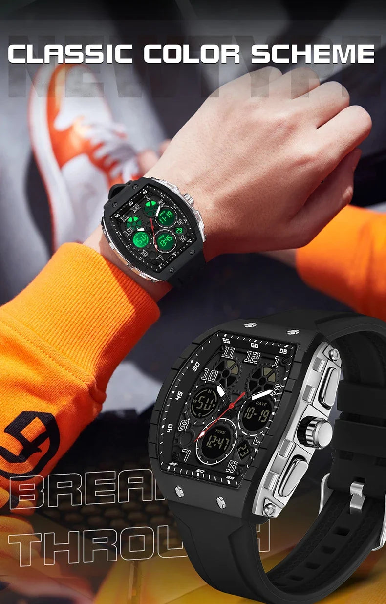 OFNS Top Brand 6157 Digital Watch Men's Sports Watch Electronic LED Men's Watch Men's Clock Outdoor Waterproof Watch 2024