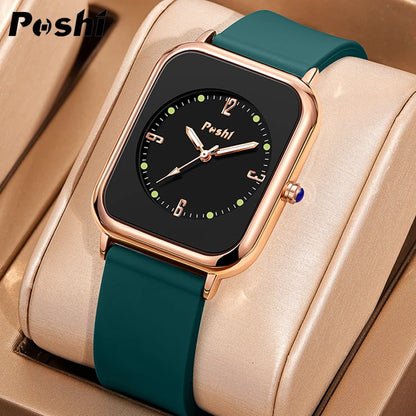 POSHI Fashion Quartz Wrist Watch Original Brand Women's Watches Simplicity Ladies Causal Bracelet Silicone Strap Quartz Clock