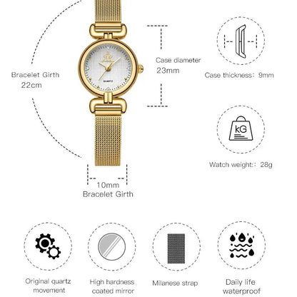 Montre à quartz rétro pour femme Fate Love, élégante, de luxe, avec bracelet en acier inoxydable doré, étanche, bracelet en cuir, montre à quartz pour femme