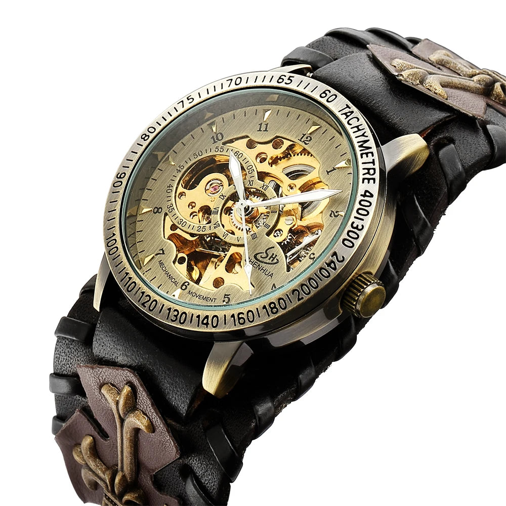 Top New shenhua European and American style punk men's fashion casual hollowed out mechanical automatic mechanical watch 2023