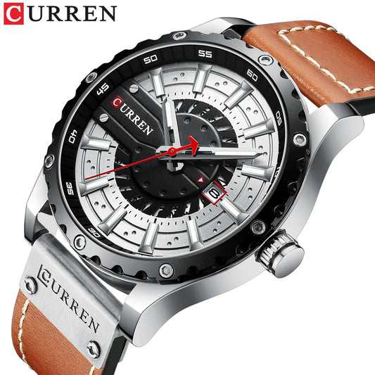 Watches CURREN for Men Luxury Brand Fashion Quartz Wristwatch with Leather Strap Casual Business Clock Male