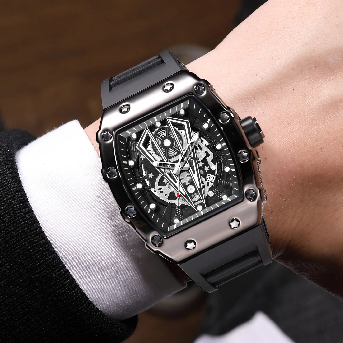 Luxury Military Watch Men Hip Hop Chronograph Sports Mens Watches Male Tonneau Clock Reloj Hombre Relogio Masculino 2023