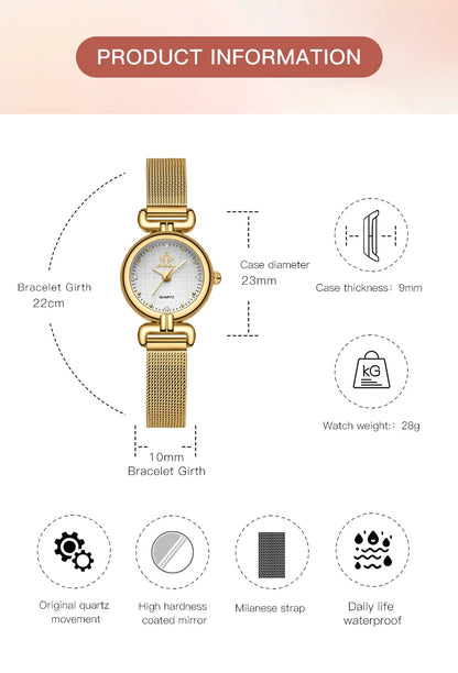 Montre à quartz rétro pour femme Fate Love, élégante, de luxe, avec bracelet en acier inoxydable doré, étanche, bracelet en cuir, montre à quartz pour femme