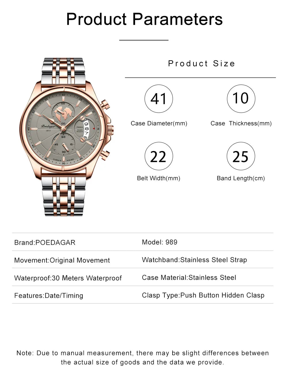 POEDAGAR Luxury Men Watch Business Waterproof Date Chronograph Full Steel Quartz Men Wrist Watches Male Clock reloj hombre Dress