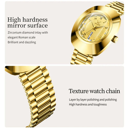 OLEVS Quartz Watch for Women Golden Tungsten steel Luxury Elegant Waterproof Calendar High Quality Watch Women's Wristwatches