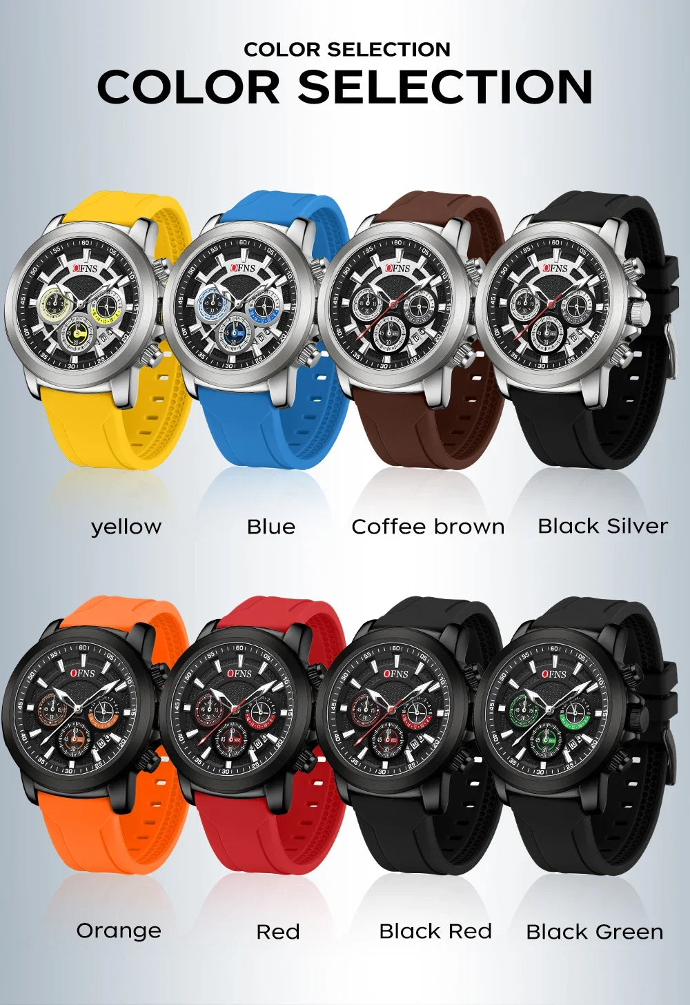 OFNS Hot Selling 1603 Top Fashion Men's Quartz Watch Six Pin Three Eye Timing Quartz Watch Multi functional Waterproof Watch