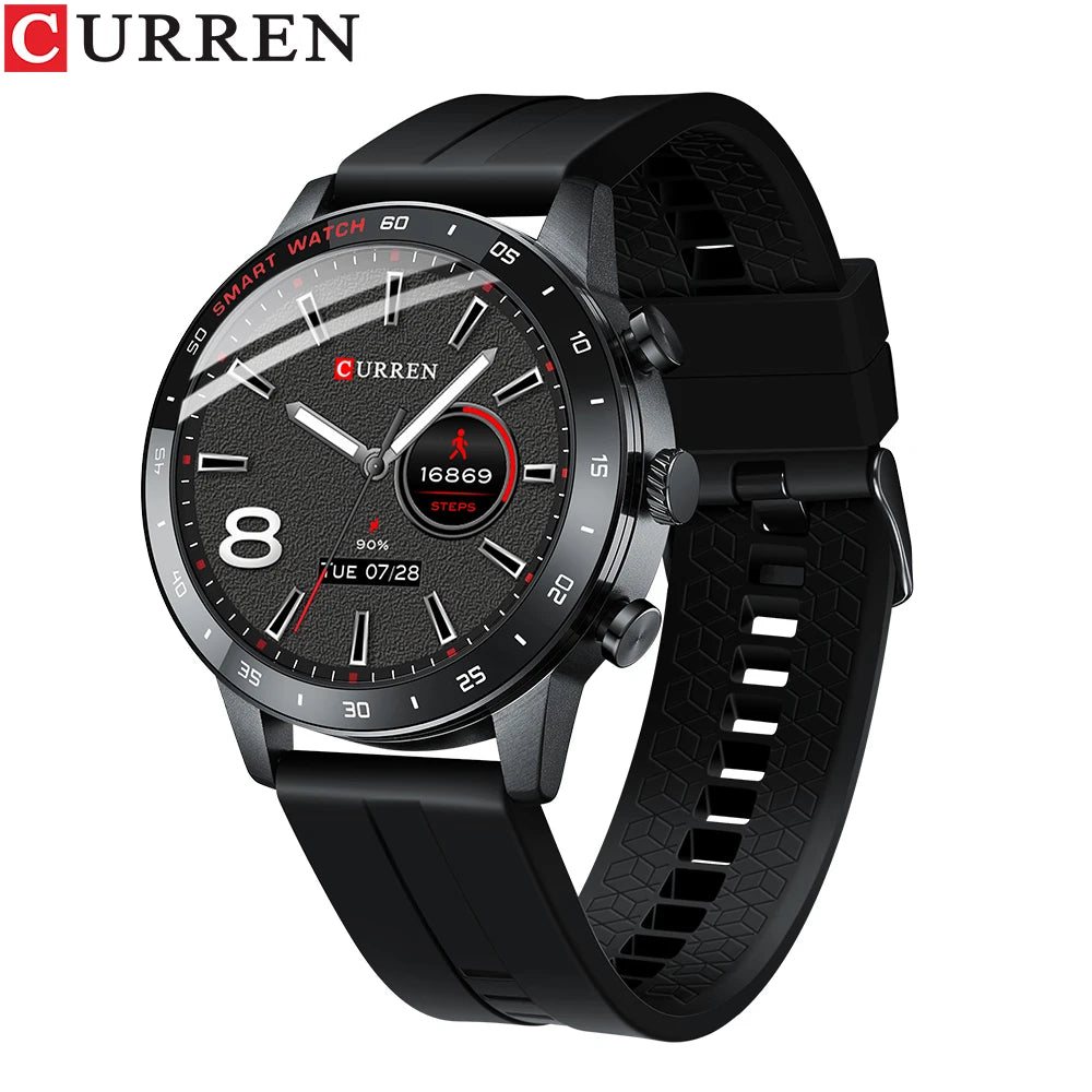 CURREN Men's Smart Watch Waterproof Heart Rate Monitor Fitness Tracker Digital Watch Sports Music Play HD Screen for Android IOS