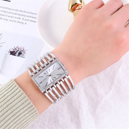 UTHAI W24 Women's Fashion Quartz Watches Lady's Stainless Steel Bracelet Casual Hollow Clock Girl Wristwatch Jewelry