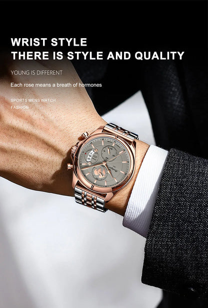 POEDAGAR Luxury Men Watch Business Waterproof Date Chronograph Full Steel Quartz Men Wrist Watches Male Clock reloj hombre Dress