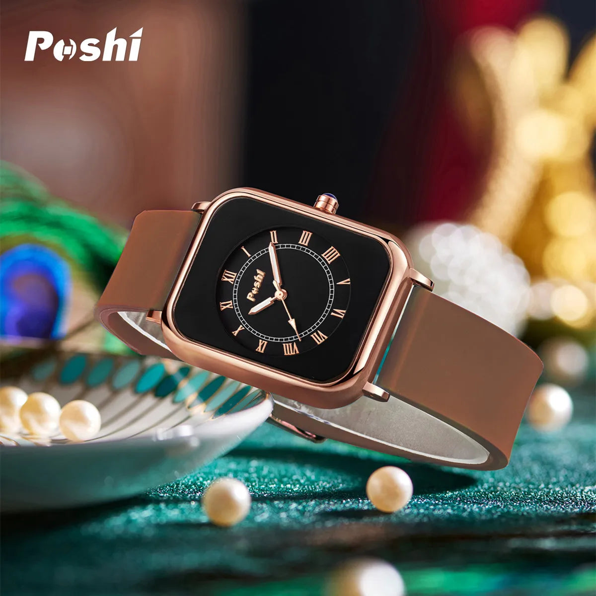 POSHI Original Quartz Wrist Watch for Women Simple Elegant Women's Watches Waterproof Silicone Strap Trend Fashion Style