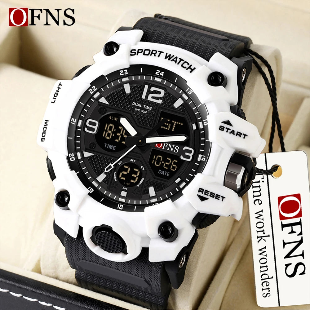 OFNS Top Brand Sports Men's Watches Military Quartz Watch Man Waterproof Wristwatch for Men Clock shock relogios masculino 6030