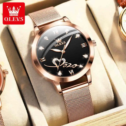 OLEVS New Women's Watches Elegant Original Waterproof Stainless steel Luminous Top Brand Ladies Wristwatch Ladies Quartz Watch