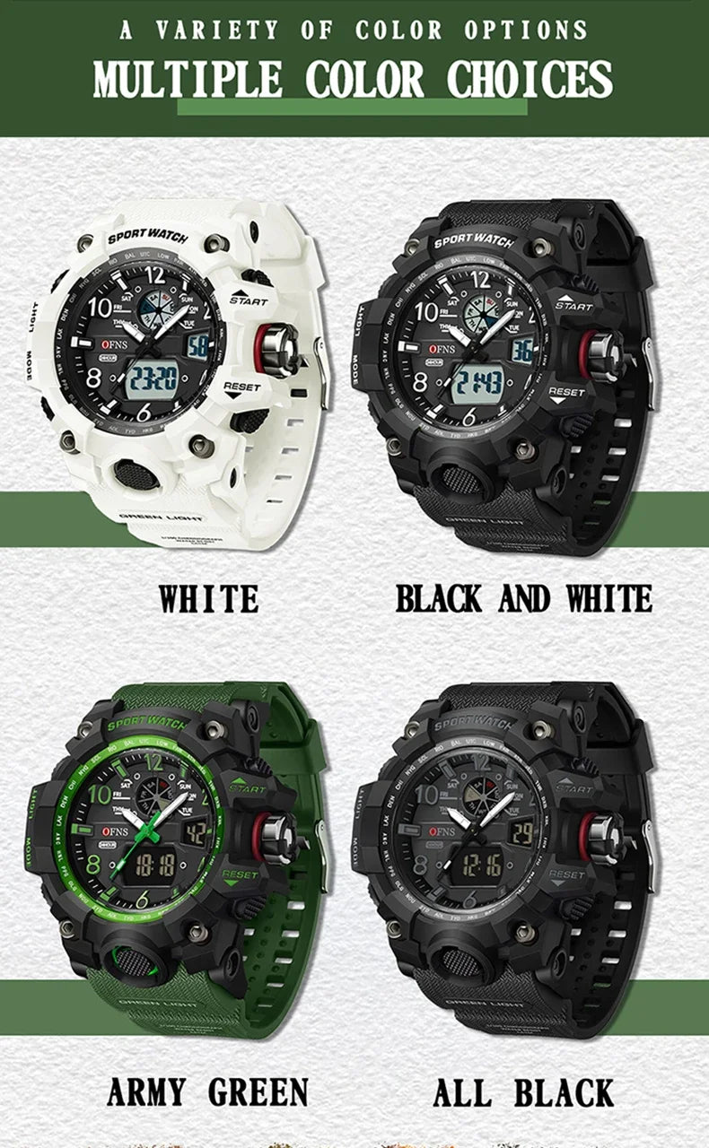 OFNS Top Brand Sports Men's Watches Military Quartz Watch Man Waterproof Wristwatch for Men Clock shock relogios masculino 3169