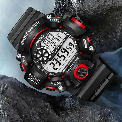 YIKAZE Y73 Men's Watch Digital Sports Electronic Wristwatch Large Dial Multifunctional Waterproof Luminous Alarm Male's Bracelet