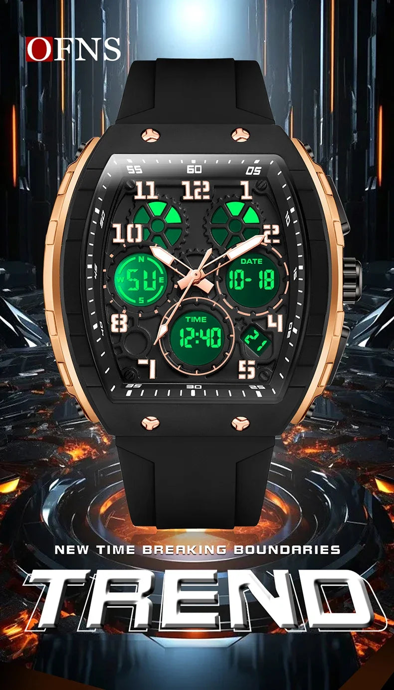 OFNS Top Brand 6157 Digital Watch Men's Sports Watch Electronic LED Men's Watch Men's Clock Outdoor Waterproof Watch 2024