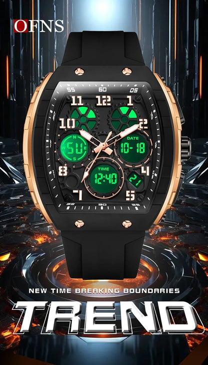 OFNS Top Brand 6157 Digital Watch Men's Sports Watch Electronic LED Men's Watch Men's Clock Outdoor Waterproof Watch 2024