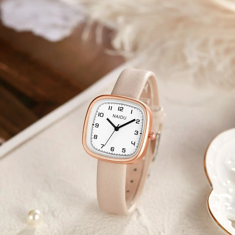 Women Quartz Watch Luxury Fashion Square Rose Gold Sliver Case Band Roman Numeral Dial Female Watches Niche New Dress Wristwatch