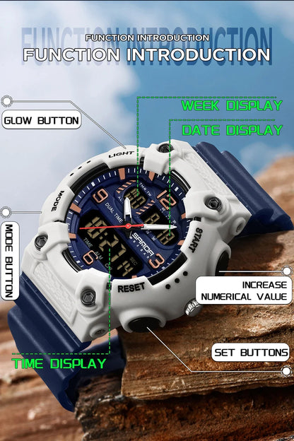 SANDA New 6181 Men's Quartz Electronic Watch Night Glow Date Multi functional Waterproof Student Men's Quartz Electronic Watch