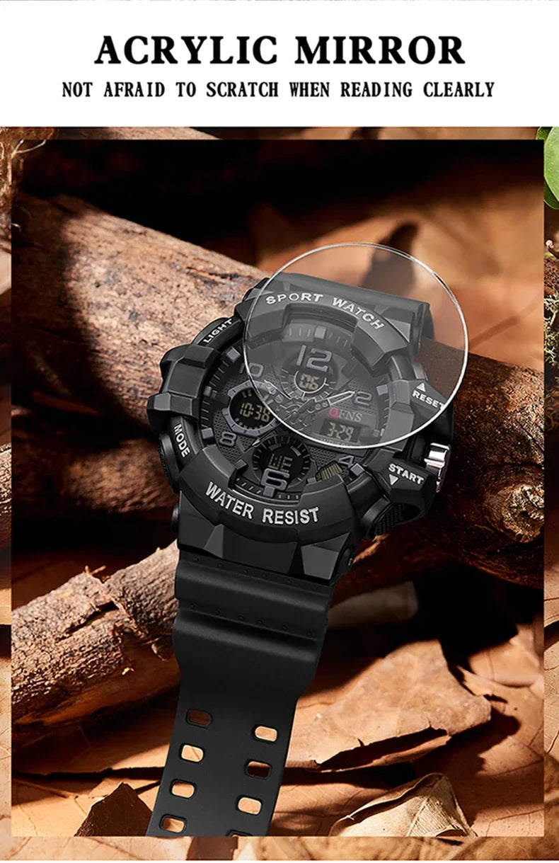 OFNS Top Grade 3168 Fashion Men's Military Multi functional Watch Weekly Sports Belt LED Digital Waterproof Watch Men's Clock