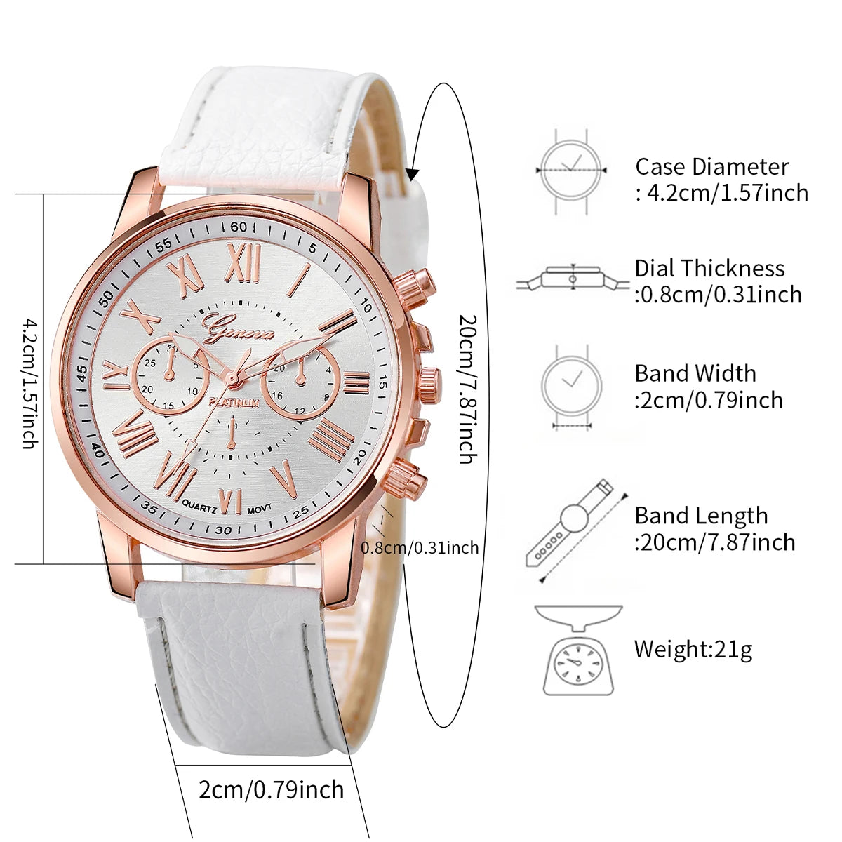 Coffret de montres à quartz pour femme avec cadran Roma, 5 pièces