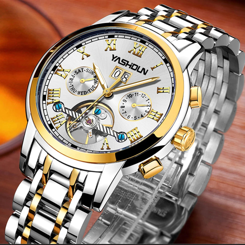 Skeleton Watches For Men Waterproof Watches Mechanical Men's Dress Watches relogio masculino