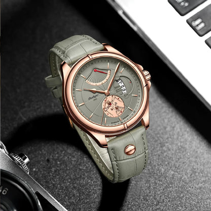 POEDAGAR Luxury Man Wristwatch Business Starry Sky Quartz Men Watch Waterproof Luminous Chronograph Date Men's Watches Leather