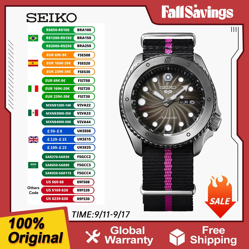 Original Seiko 5 Sports Automatic Mechanical Watch For Men 10Bar Waterproof  Luminous Men's Watches Japanese