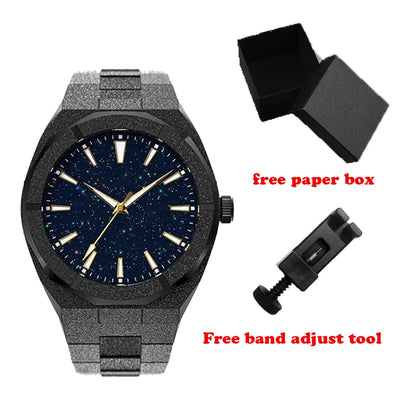 Luxury Brand PR Style Glitter Star Dust Dial Minimalist Frosted Men Quartz Watch