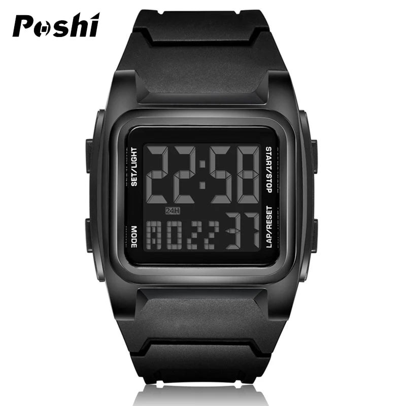 POSHI Original Sport Watch Mens Watches Luxury Stopwatch Luminous Alarm Clock Calendar Week Digital Wristwatch for Man 2023