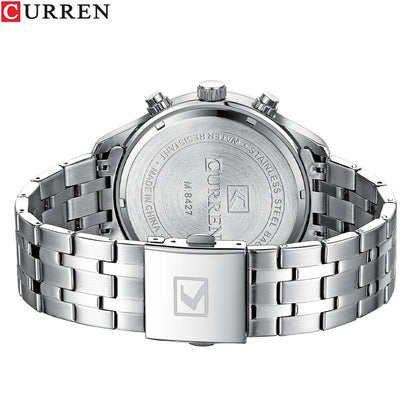 CURREN Male Stainless Steel Sports Luminous Watches Men's Army Military Quartz Wristwatch Chronograph Clock Relogio Masculino