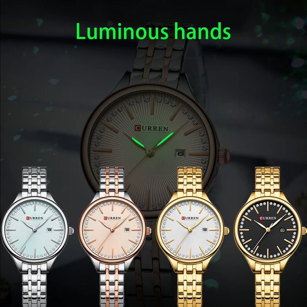 CURREN New Women's Wrist Watches Luxury Brand Women Quartz WatchesStainless Steel Casual Fashion Wristwatch Relogio Feminino