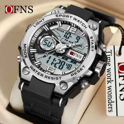 OFNS 6092 New Sport Military Men's Watches Waterproof Quartz Wristwatch LED Digital Watch for Male Clock Relogios Masculino