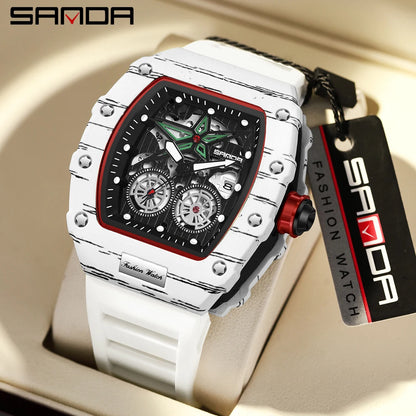 SANDA New Men's Watches rectangle Shock Sports Military 50M Waterproof Quartz Watch For Male motion Wristwatch Clock Men 7060