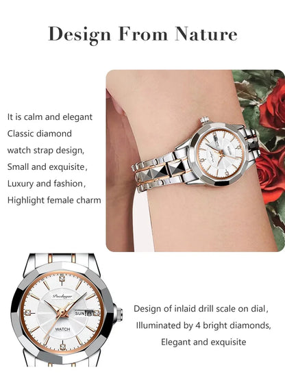 POEDAGAR Exquisite Minimalist Women Watch Luxury Fashion Stain Steel Ladies Waterproof Quartz Wristwatch Rose Gold Female Clock